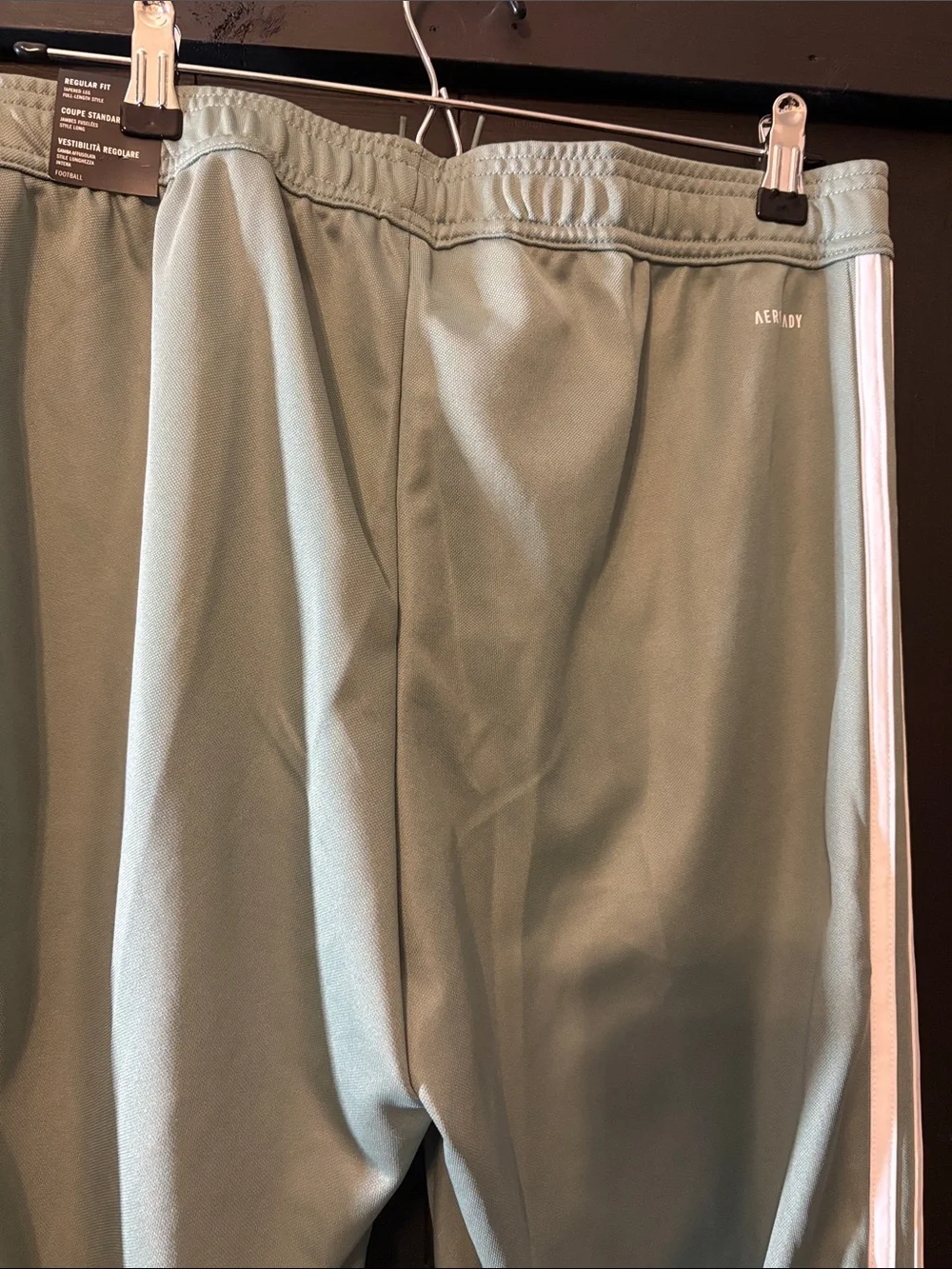 adidas Light Sage Green Track Joggers with White Stripes